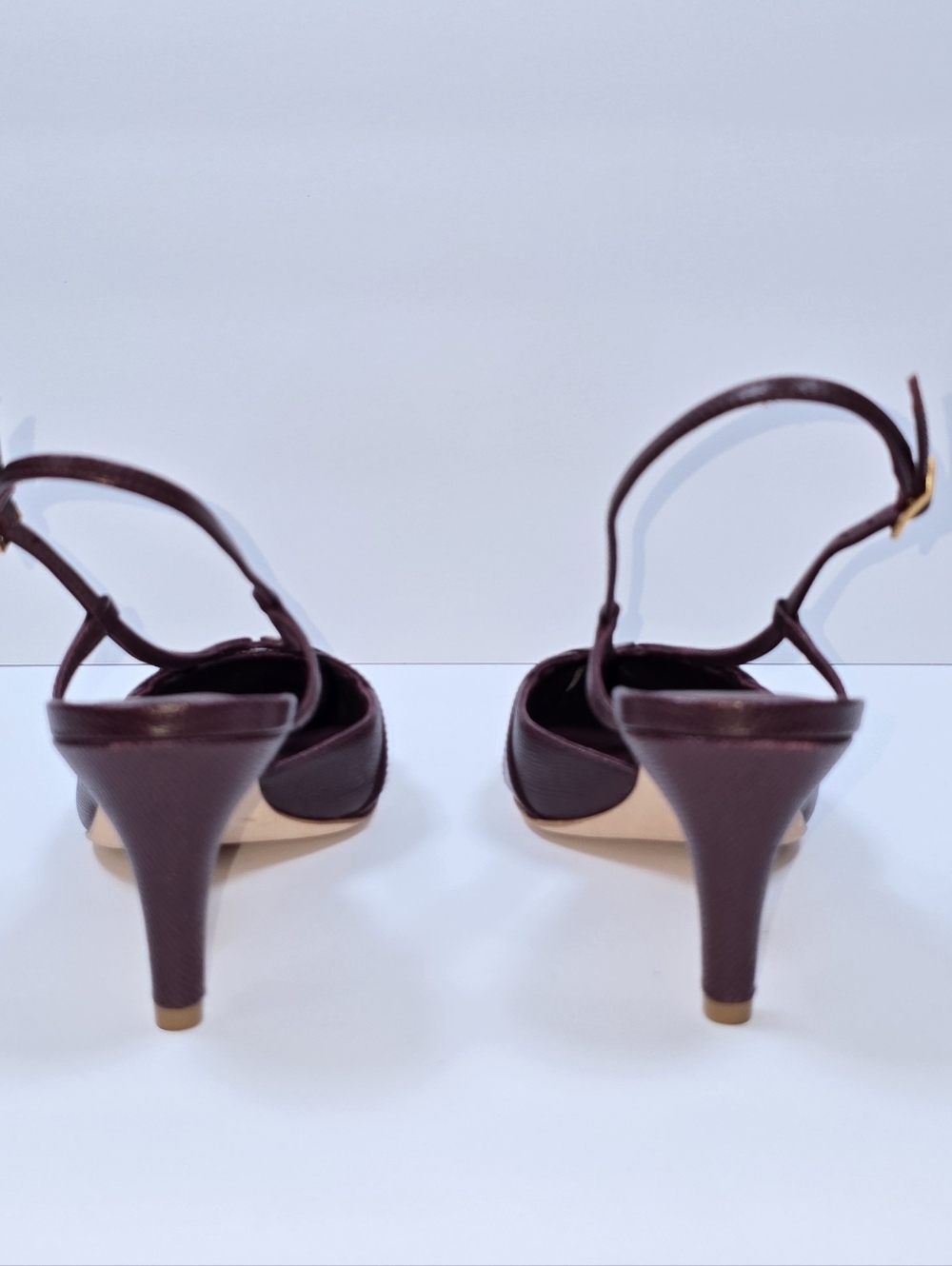 Reformation Patty Slingback Burgundy Embossed Leather Pointed Toe Heels Sz 7.5 - Picture 13 of 15